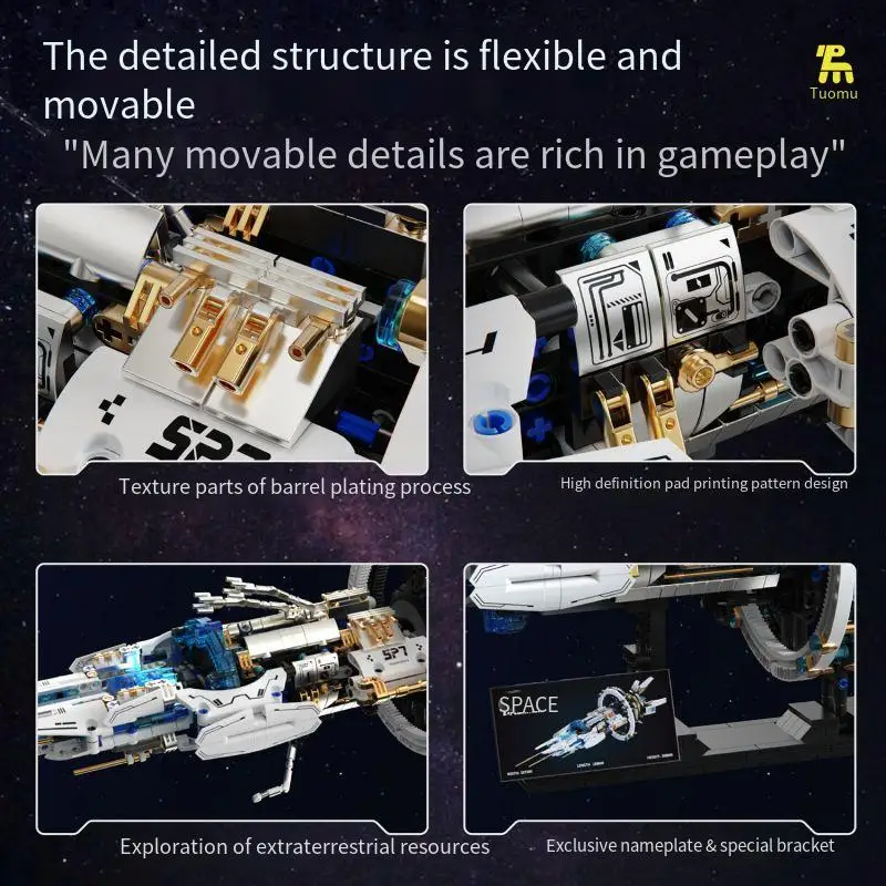 星間宇宙電気回転宇宙船軍艦モデル宇宙ステーションビルディングブロック組み立て子供用キットおもちゃ