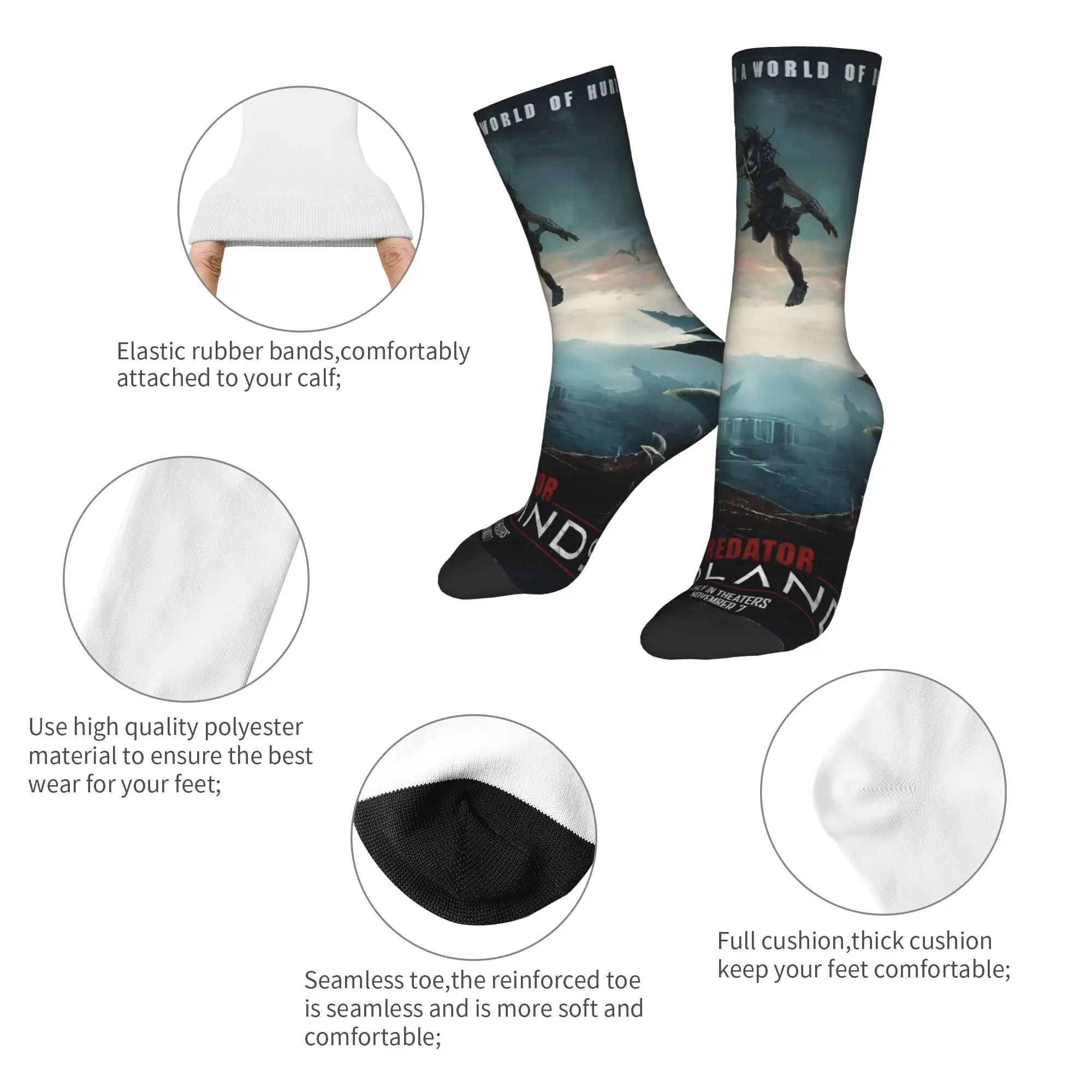 Predator: إكسسوارات جوارب طاقم تصميم Badlands للجنسين، جوارب مطبوعة قابلة للتنفس