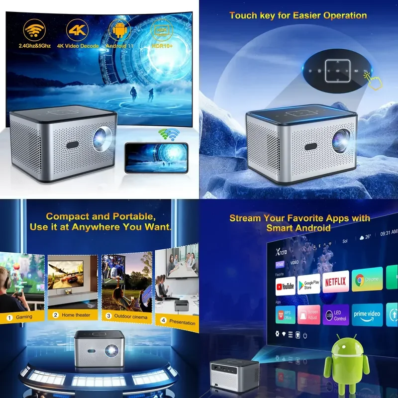 XNANO NEW X3 PRO 4K Smart Projectors Electric Focus Android 11 720P 19 Languages LCD Multimedia Handheld Mini Portable