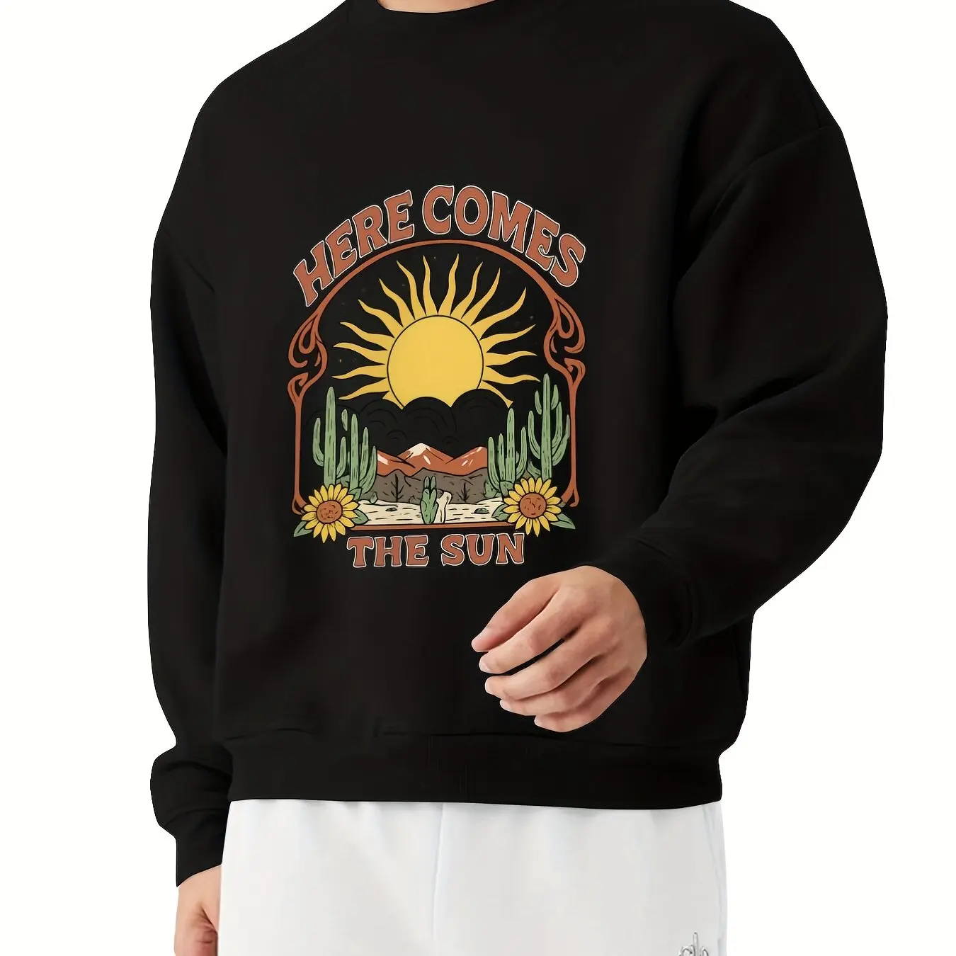 

Ретро солнечный узор с принтом, осенне-зимняя мужская и женская спортивная одежда с длинными рукавами, повседневная свободная уличная спортивная одежда для тренировок