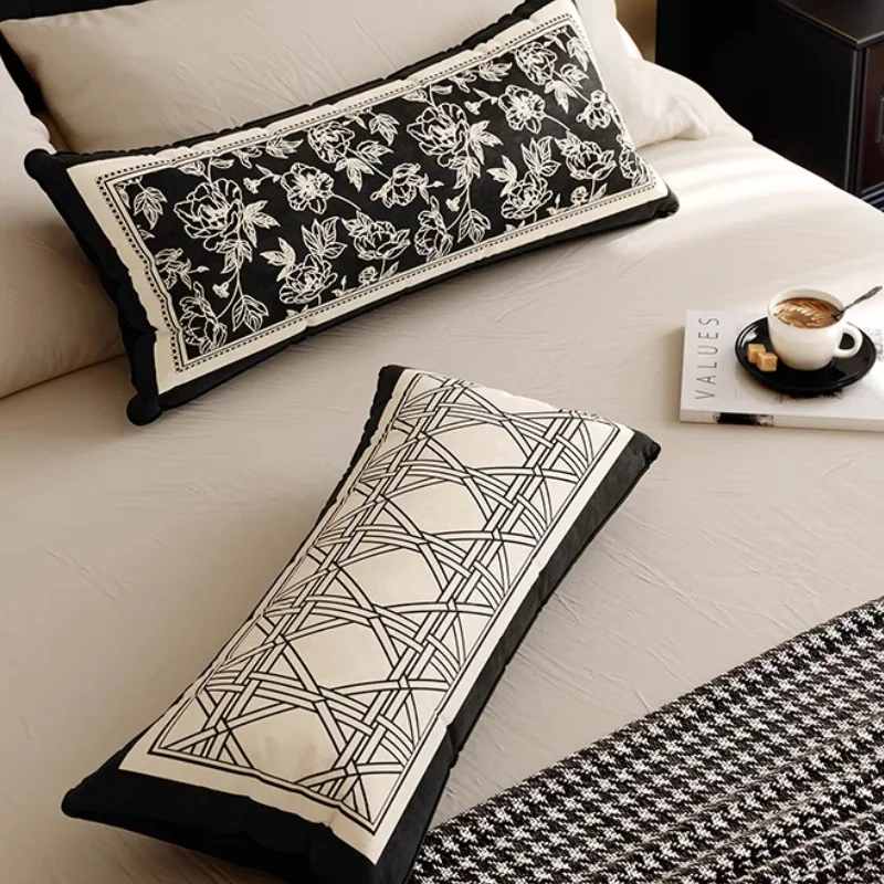Flora Pillow Black Velvet Cushion Case Modern Geometric 30x70CM Decorative Pillow Cover For Sofa Chair Home Decorations