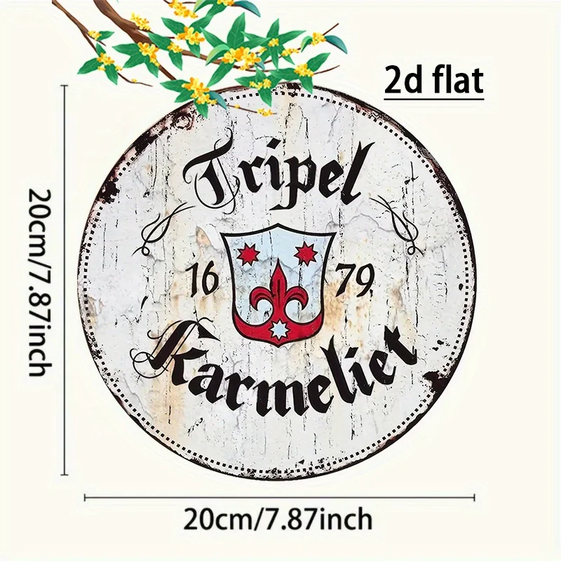 Retro Tripel Karmeliet Beer Logo-Round Wall Decor, Classic Pub Style, Featuring The Iris Logo,Perfect for Men'S Private Spaces