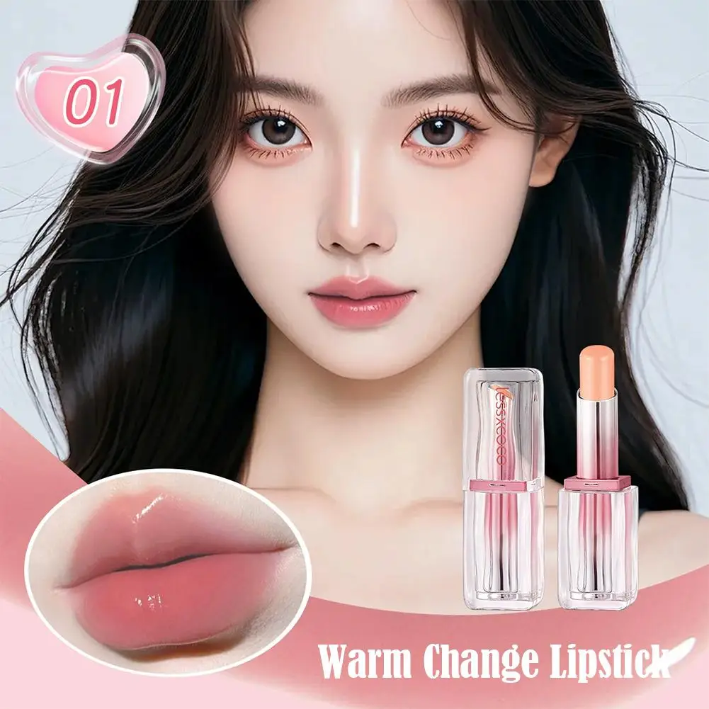 マカロン カラーチェンジング リップスティック、温度活性化ナチュラルリップ リップティント モイスチャライジング ヌード ウォータープルーフ グロス、バーム、& L0C8