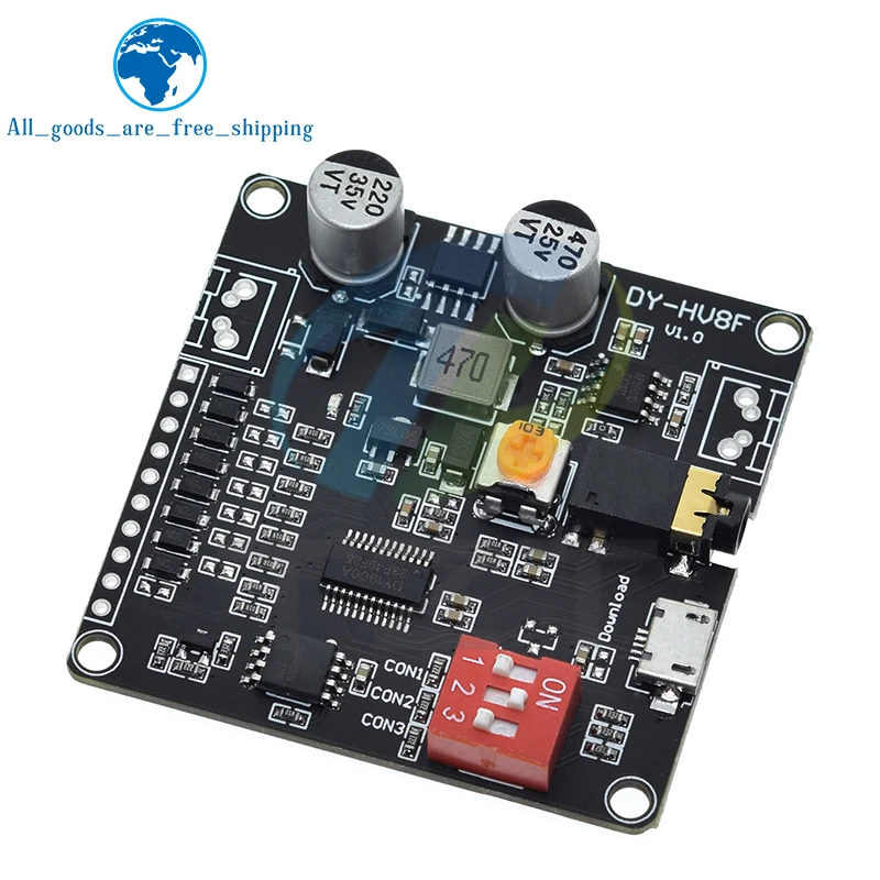 

1/3pcs DY-HV8F 12V/24V 10W/20W Voice playback module supporting Micro SD card MP3 music player for Arduino