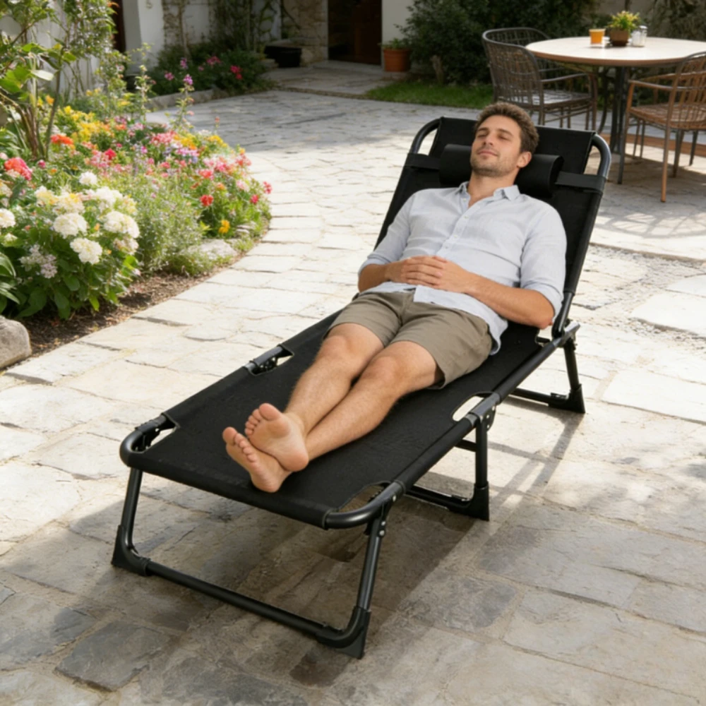 

Foldable Single Bed - Multi-Functional Recliner for Home, Office Nap, Camping & Outdoor Use, Portable Space-Saving Design