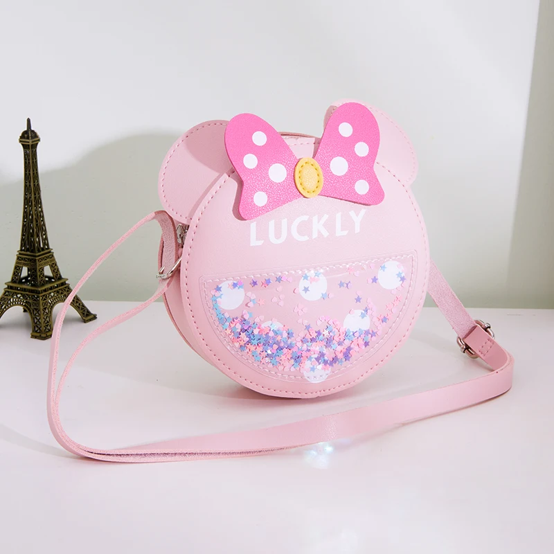 Mouse ear bow crossbody bag PU shoulder bag suitable for children, girls, and toddlers