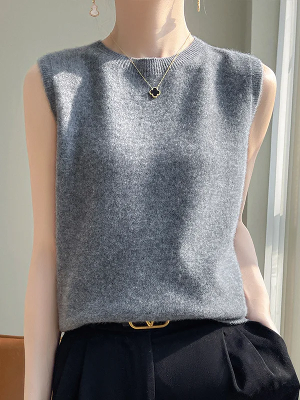 

Высококачественный шерстяной вязаный жилет Sl 00, женский, новинка 2025 года, круглый, универсальная многослойная основа Ne Svel, irt French Sle Loo...