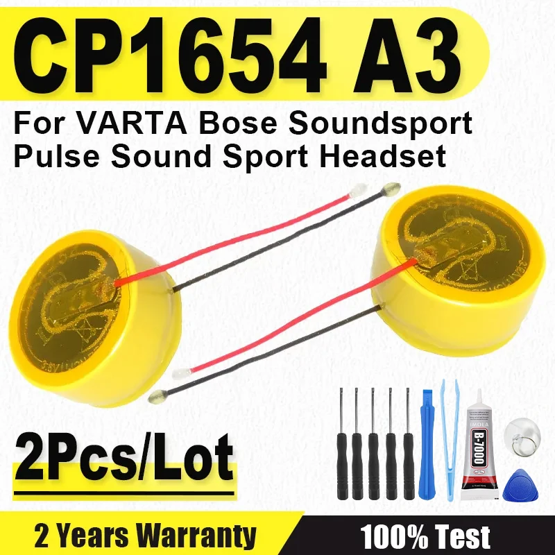 2pcs/lot CP1654 A3 Replacement Battery CP1654 A3 LIR1654 For VARTA Bose Soundsport Pulse Sound Sport Headset