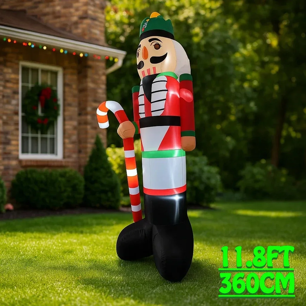 

11.8FT Outdoor Holiday Inflatable Decoration Nutcracker Soldier Christmas Home Decor Xmas Yard Ornament Party Decor Toy Lights