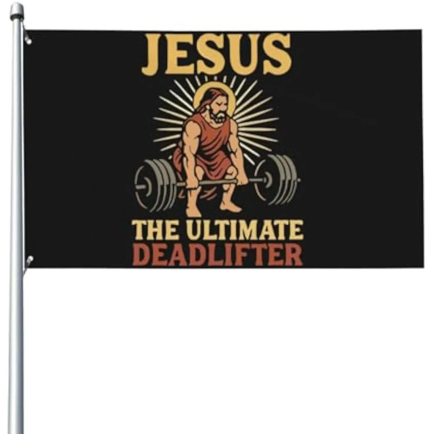 Jesus Ultimate Deadlifter Flag Durable Polyester Banner for Outdoor Gym Workout Display