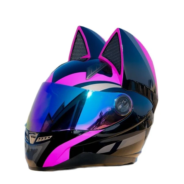 DOT Approved Original NITRINOS Purple Black Cat Helmet Full Face Men Motocross Safety Helmet Women Motorcycle Lovely Helmet AliExpress