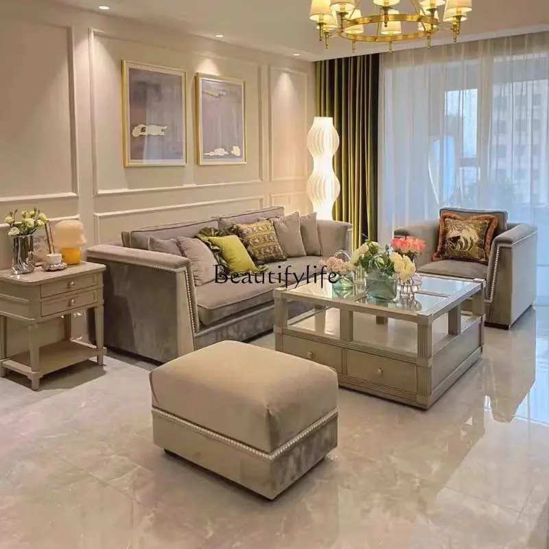 American light luxury coffee table high-end glass square coffee table home living room
