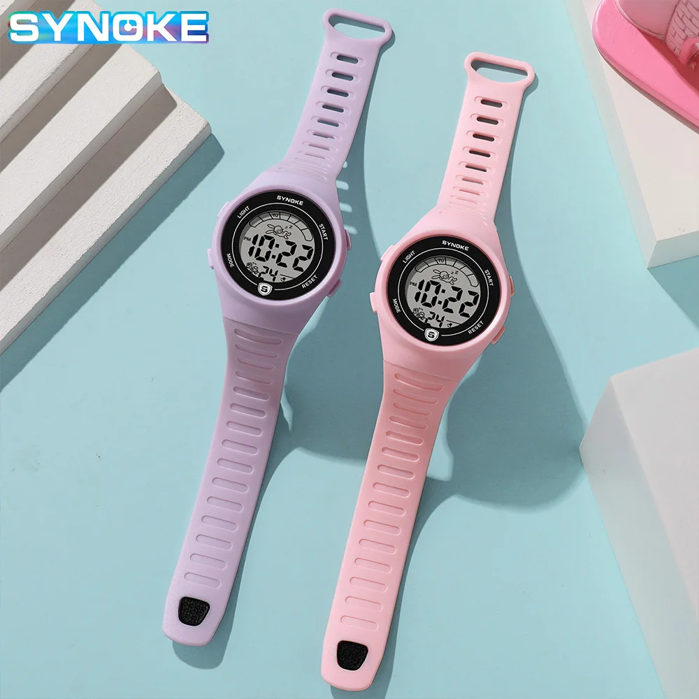 SYNOKE Kids Digital Watch Student Sports Waterproof Electronic Watch Shock Resist Multifunctional Children Seven Lights Watches