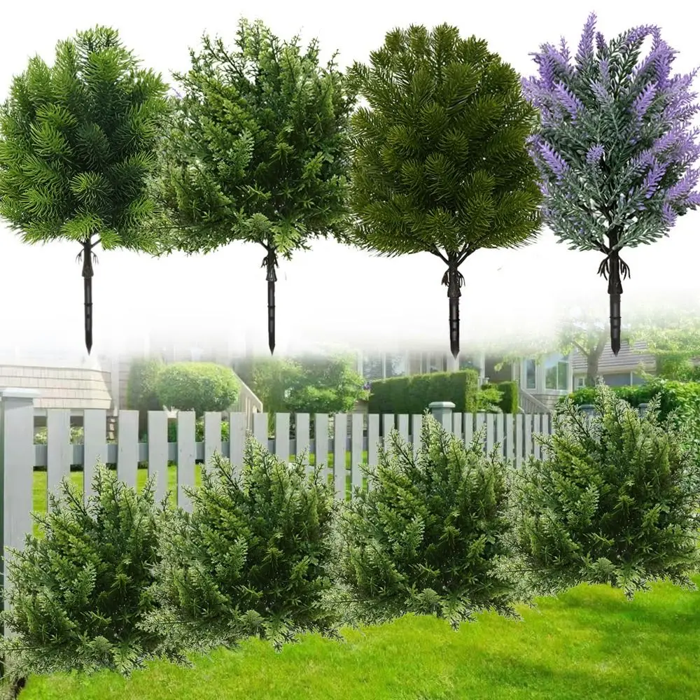 Green Artificial Pine Stake Red Berries Photo Props Mini Christmas Tree Easy Install Scene Layout Simulated Pine Ground Stakes