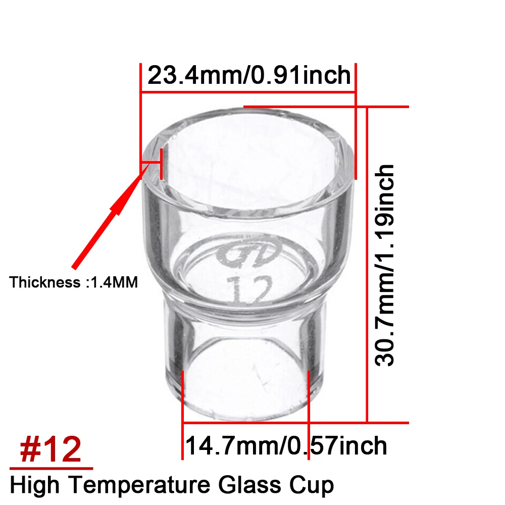 7Pcs TIG Welding Torch Stubby Gas Lens For WP17 WP18 WP26 TIG #12 Glass Cup Collets Tips Durable Practical Accessories