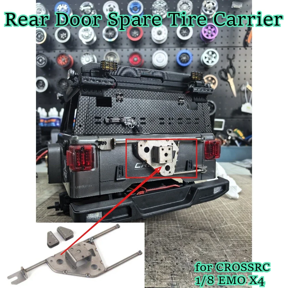 for CROSSRC 1/8 RC crawler Rear Door Spare Tire Carrier fitting EMO X4 custom size mount fitting replacement spare accessories