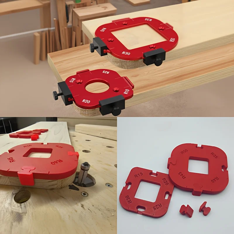 6Pcs Round Corner Radius Template Jig Set 2 Templates + 4 Clips R15-R50 Arc Woodworking Craft Tool for Wood Panel DIY Crafters
