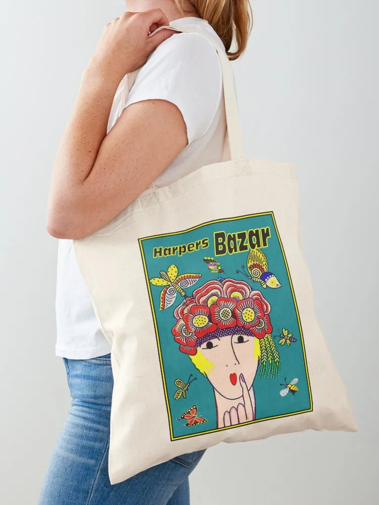 

HARPERS BAZAR : Vintage Fashion Magazine Advertising Print Tote Bag great bag Women's bags canvas tote