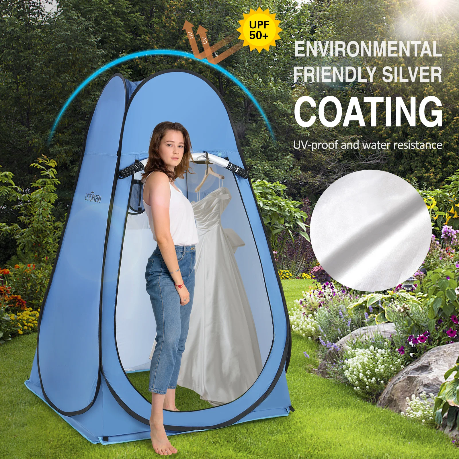 Pop Up Privacy Shelter Tent Portable Outdoor Camping Beach Instant Shower Toilet Changing Tent Sun Rain Shelter with Window