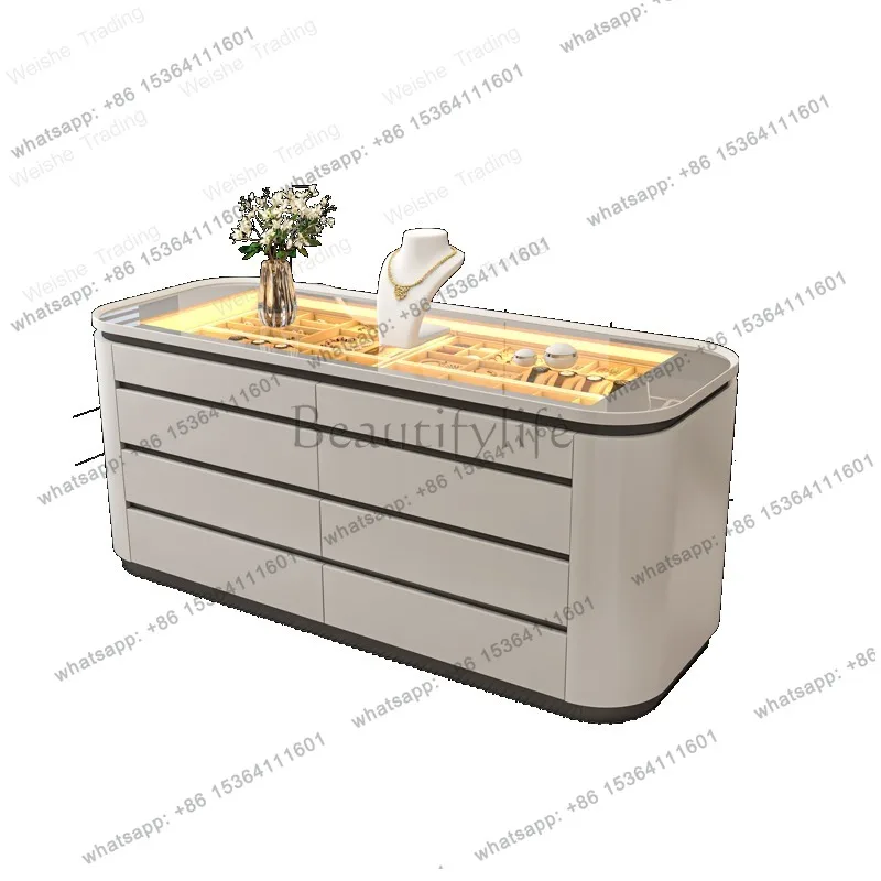 Floor-to-ceiling jewelry Nakajima display cabinet Clothing store Double-sided storage cabinet