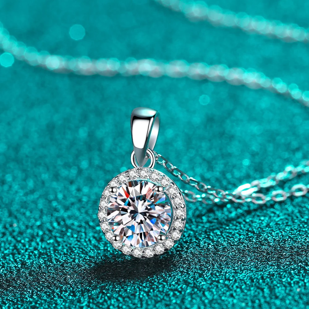 KNOBSPIN GRA Certified 1CT Moissanite Necklaces for Women 18k White Gold Jewelry Sterling Silver s925 Diamond Pendant Necklace