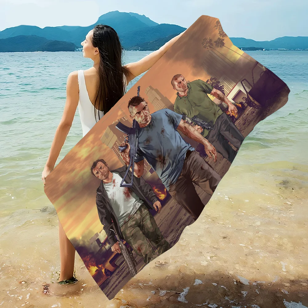 

Game G-Grand T-Theft A-Auto Beach Towels Shower Towel Sauna Travel Spa Microfiber Quick Dry Gym Accessories Cute Room Decor