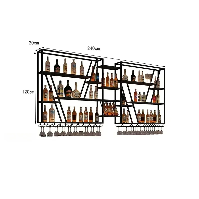 Drankkast Whiskyvitrine Muurbar Scandinavische accessoires Modern huis Hangende open kasten Metalen opbergplanken Draagbaar