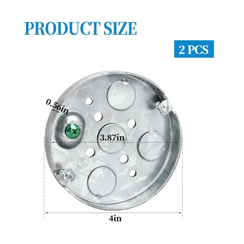 4 inch Round Ceiling Pan Metal Pancake Box Outlets,  Shallow Electrical ,1/2-Deep,1/2-Bottom Knockout