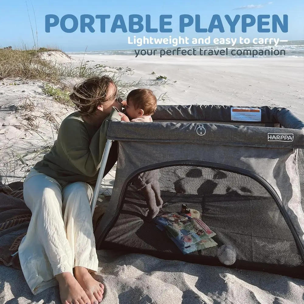 سرير سفر محمول مع مرتبة مريحة، لا حاجة للتجميع، روضة أطفال قابلة للطي للرضع والأطفال الصغار، سرير مدمج #6
