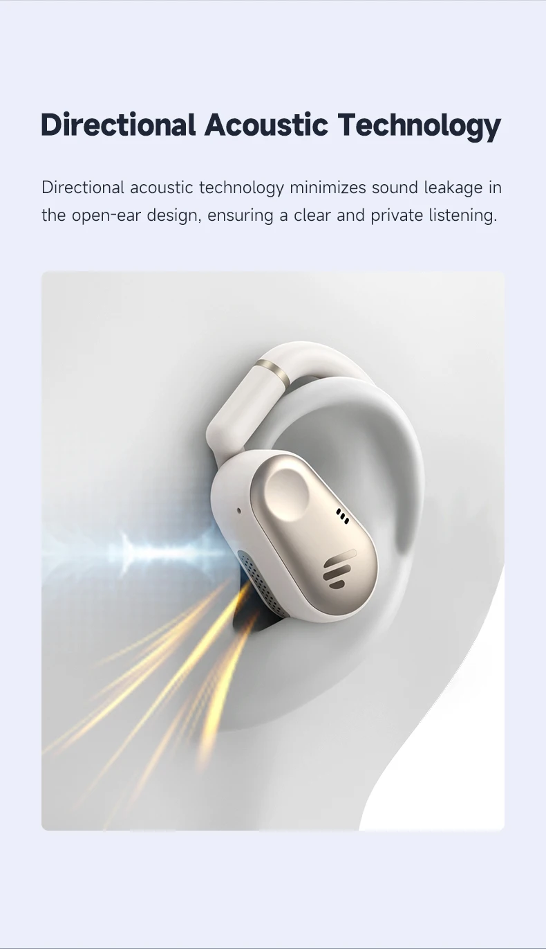 Edifier Comfo Flex Open-Ear True Wireless Ohrhörer Hi-Res Audio 40 Std. Spielzeit KI-Anruf-Geräuschunterdrückung Bluetooth 5.4 Kopfhörer – Detail 5