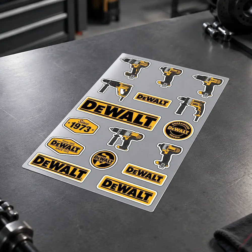 D-DEWALT Motorcycle Sticker Set Reflective Decals For Helmet Fuel Tank Fairing Body Custom Bike Graphics Kit