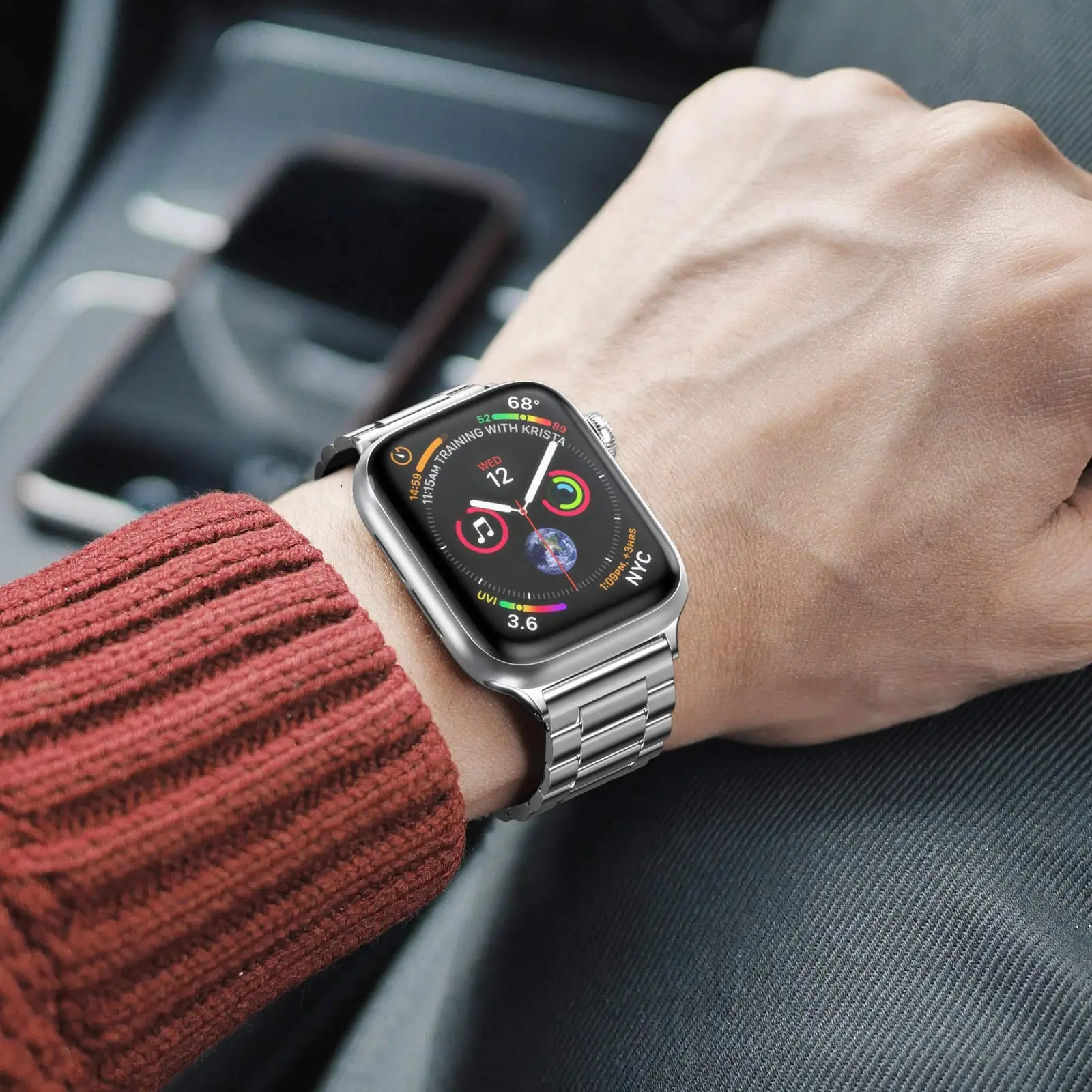 Compatible with Apple Watch 38/40/41mm 42/44/45/49mm, Business Stainless Steel Metal Watch Band,Suitable for iWatch SE/987654321