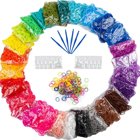 Kit di ricarica per elastici per telaio Kit di creazione di braccialetti premium per bambini che intrecciano giocattoli artigianali fai-da-te Regalo di Natale Giocattoli per bambini