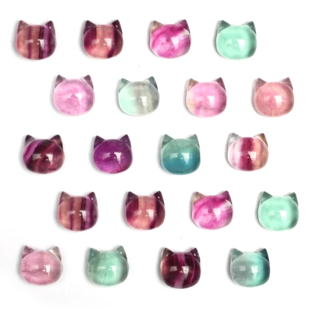 

Mineraali Random Natural Quartzs Cat Head Stones Statue Rainbow Fluorite Cute Mascot Carving Colorful Crystal Healing Reiki Gems