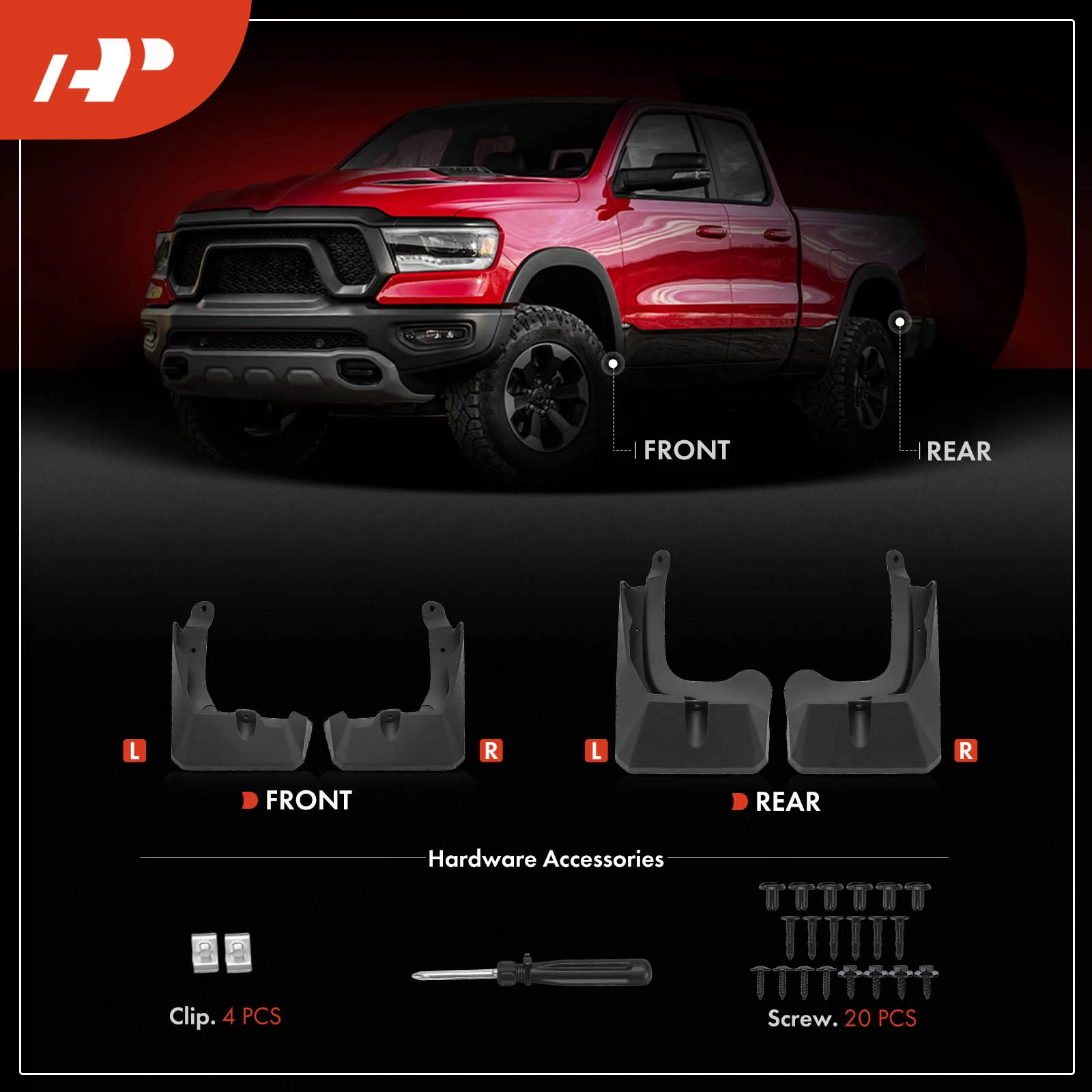A-Premium 4Pcs Front & Rear Side Black Mud Flap Splash Guards Set for Toyota RAV4 2026