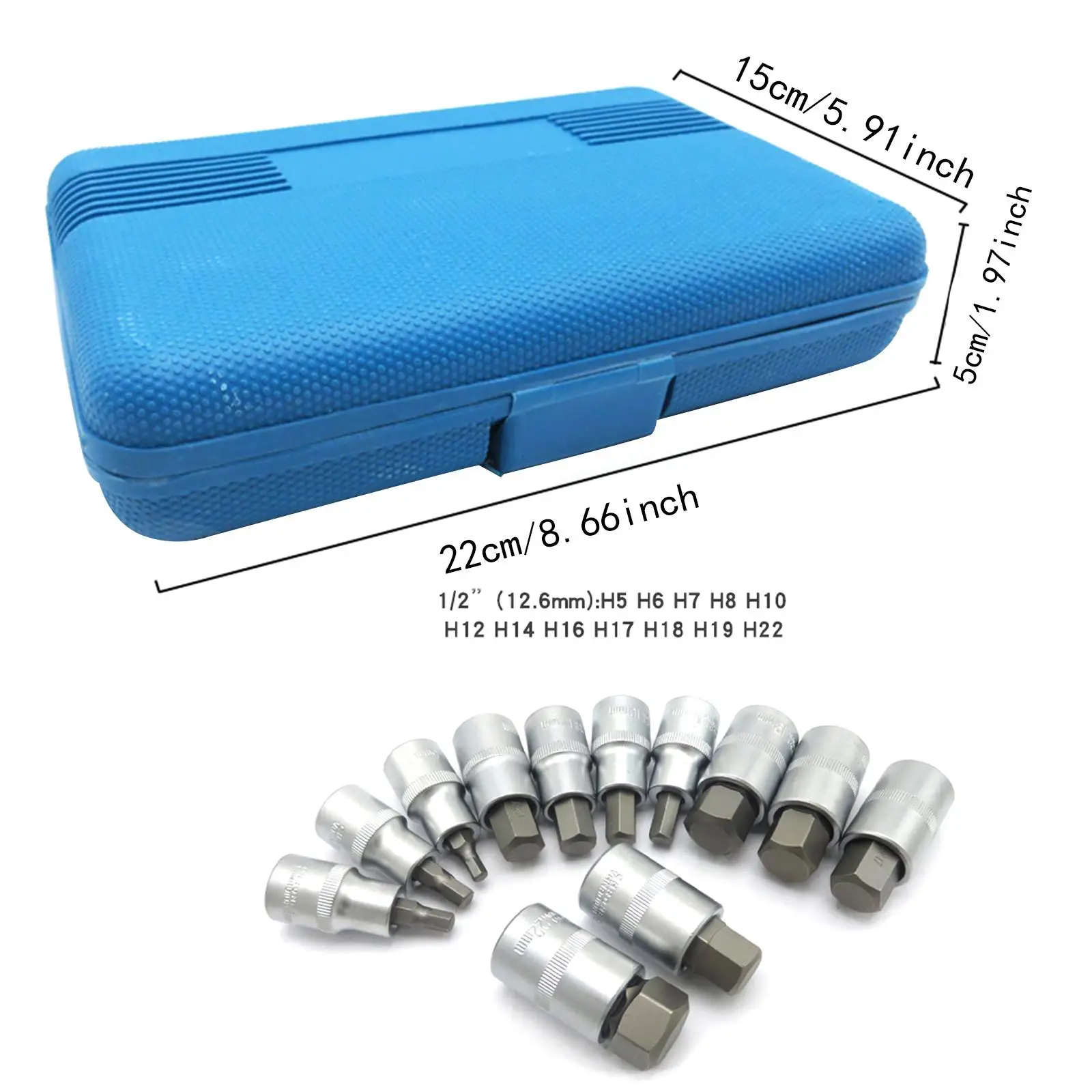 12x مجموعة لقم مقبس سداسي عملية عالية الأداء محمولة قوية 1/2 بوصة مربعة DR #6