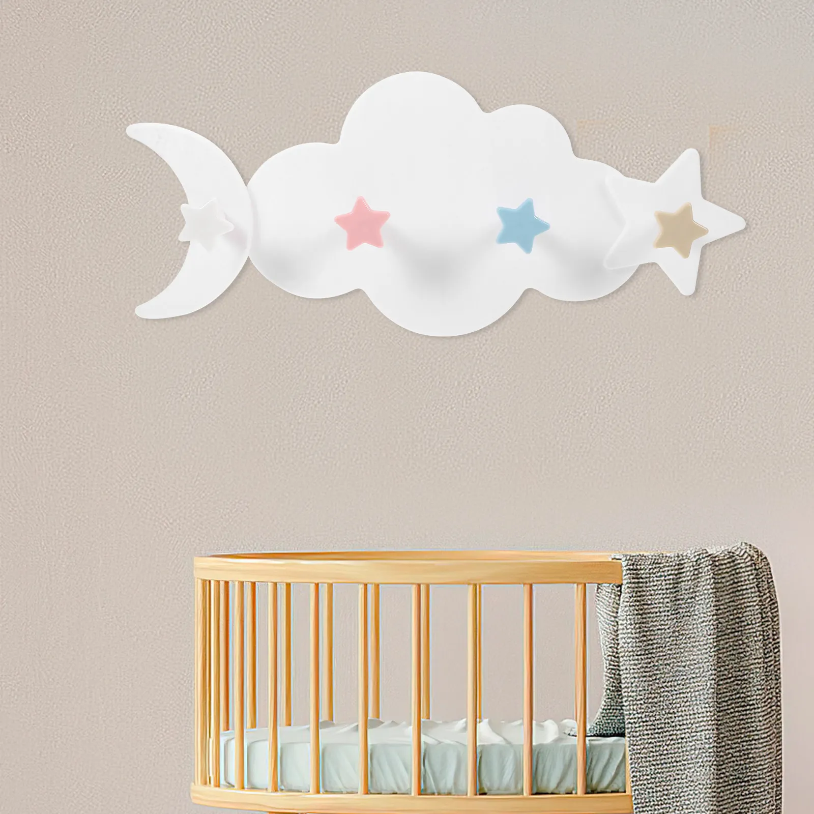 Adorable Cloud Shape Wall Hooks Wooden Hanging Decor for Room Bedroom Wall Ornaments Fashionable Clothes Backpacks Hat