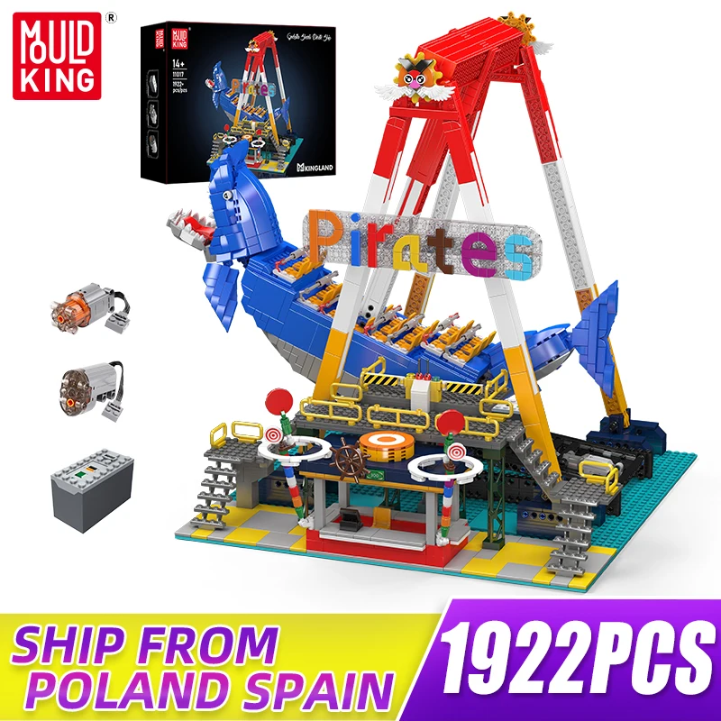 

MOLD KING 11017, качели для парка развлечений, пиратский корабль, строительные блоки, набор для сборки с двигателями