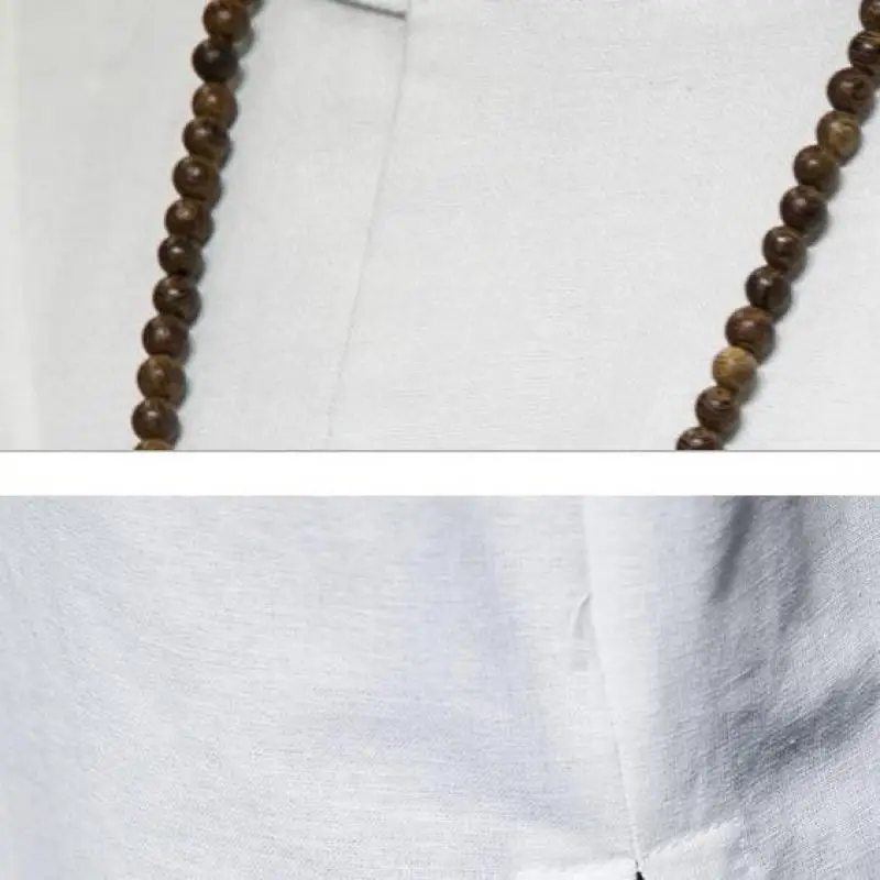 Men's Plus Size Vintage Long Sleeve Pullover Shirt Oversized Mid-Length Casual Top Collarless Clothing Spring Autumn Wear M-5XL