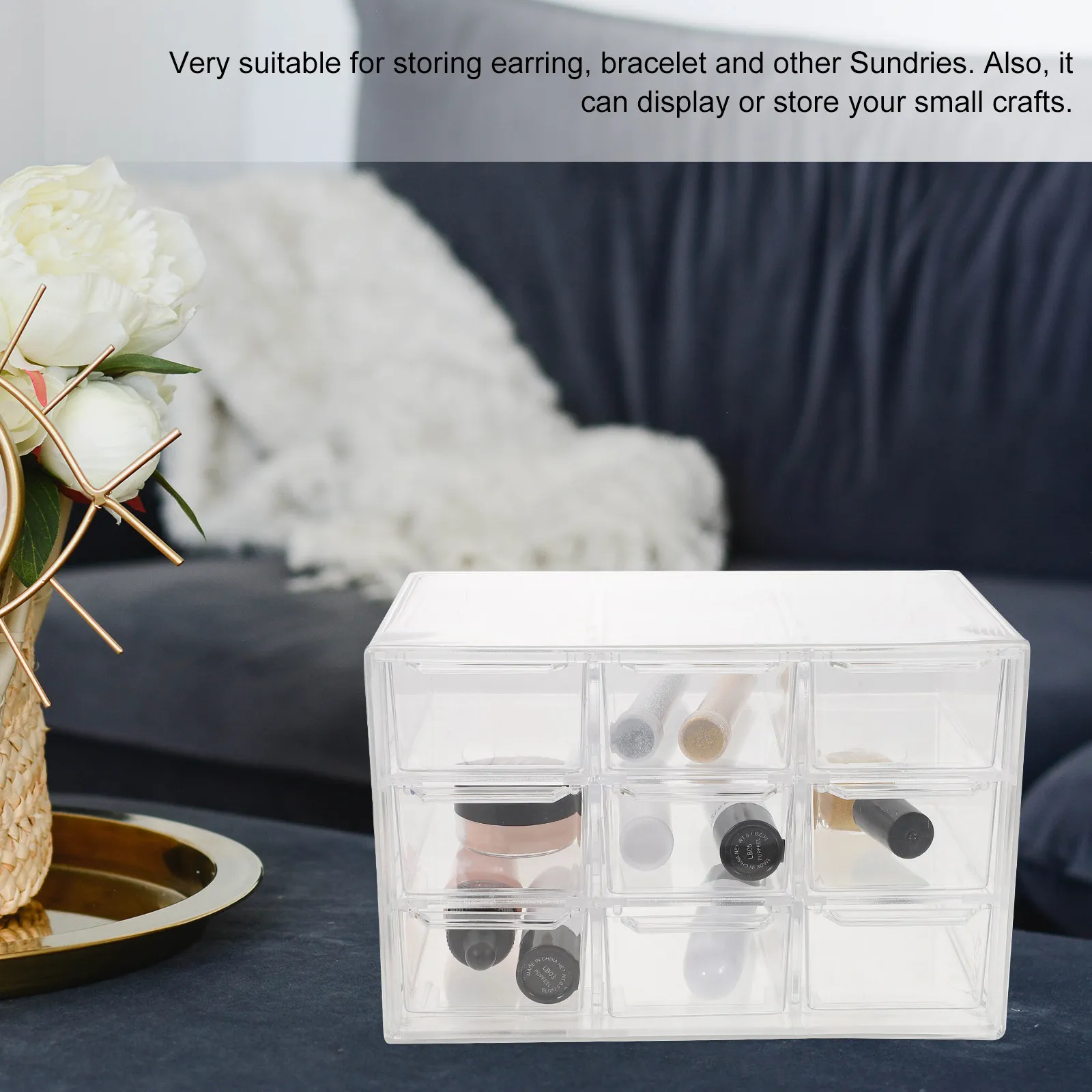 

Многосекционный пылезащитный органайзер для хранения с выдвижными ящиками, для косметики, украшений, настольный органайзер, для мелочей