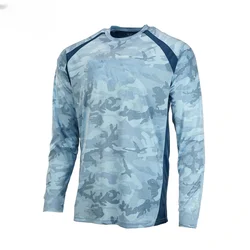 Long Sleeve Fish Print Camisas De Pesca Anti-UV, Outdoor Sunscreen Vestuário, Novo, 2023