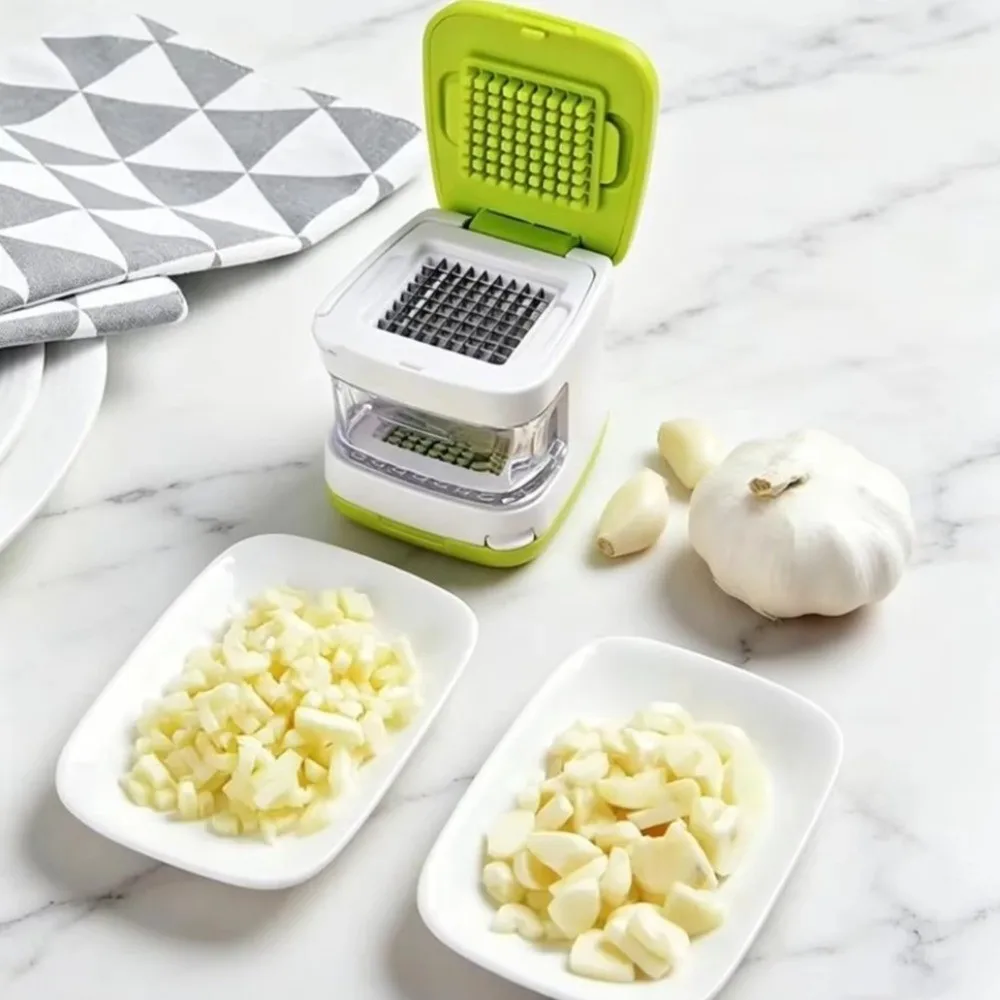 Garlic Slicer 2 in 1 Double Sided Press Garlic Masher Portable Plastic Vegetable Crusher Manual Garlic Chopper Home Use