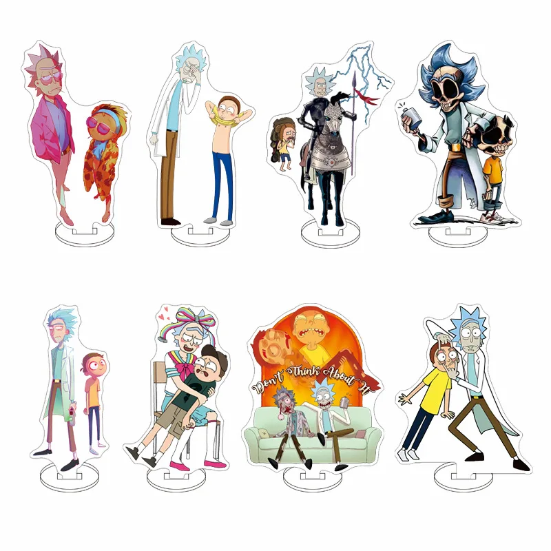 Rick and Morti Acrylic Figure Stand Model  Cartoon Anime Figures Keyrings Fashion  Bags Pendant Key Figure Stand Model