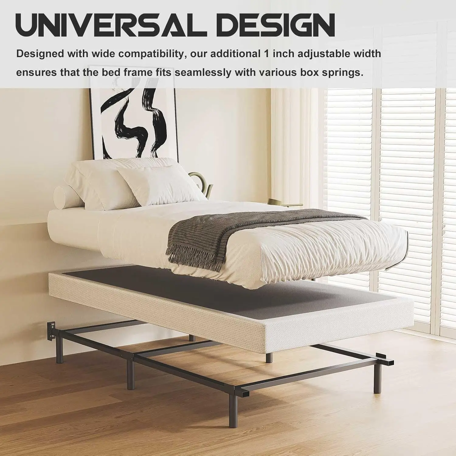 

7 Inch Twin Bed Frame, Compatible With Most Box Spring Or Mattress, 6-Leg Support Bed Base, Noise-Free, Easy Assembly, Black