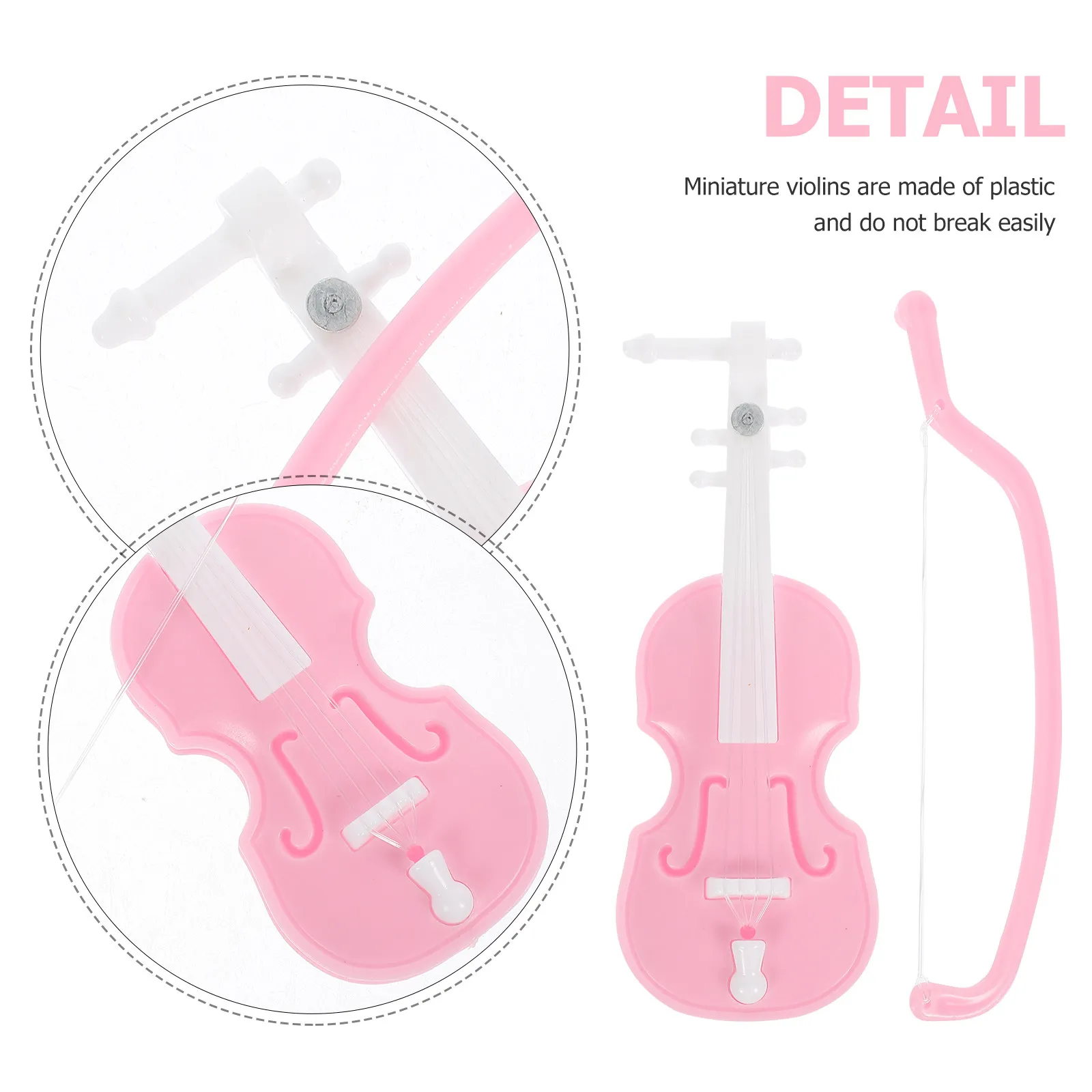 6Pcs Mini Violin Decoration Plastic Vintage Instrument Adornment Retro Style Mini Music Prop Lifelike Smallest Violin