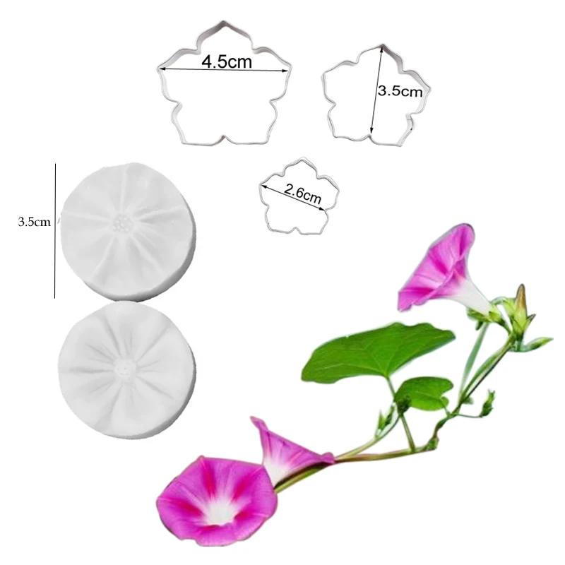 5PCS Petunia Petal Veiners &Cutters Silicone Moulds Chocolate Fondant Sugar Paper Clay Cake Decorating Tools форма для печенья