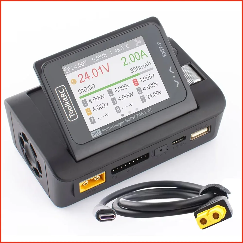 

ToolkitRC M9 7-35V 25A 600W Dual USB Fast Balance Charger/Discharger Audio Function For 1-8S Lipo LiHV LiFe Lion Battery