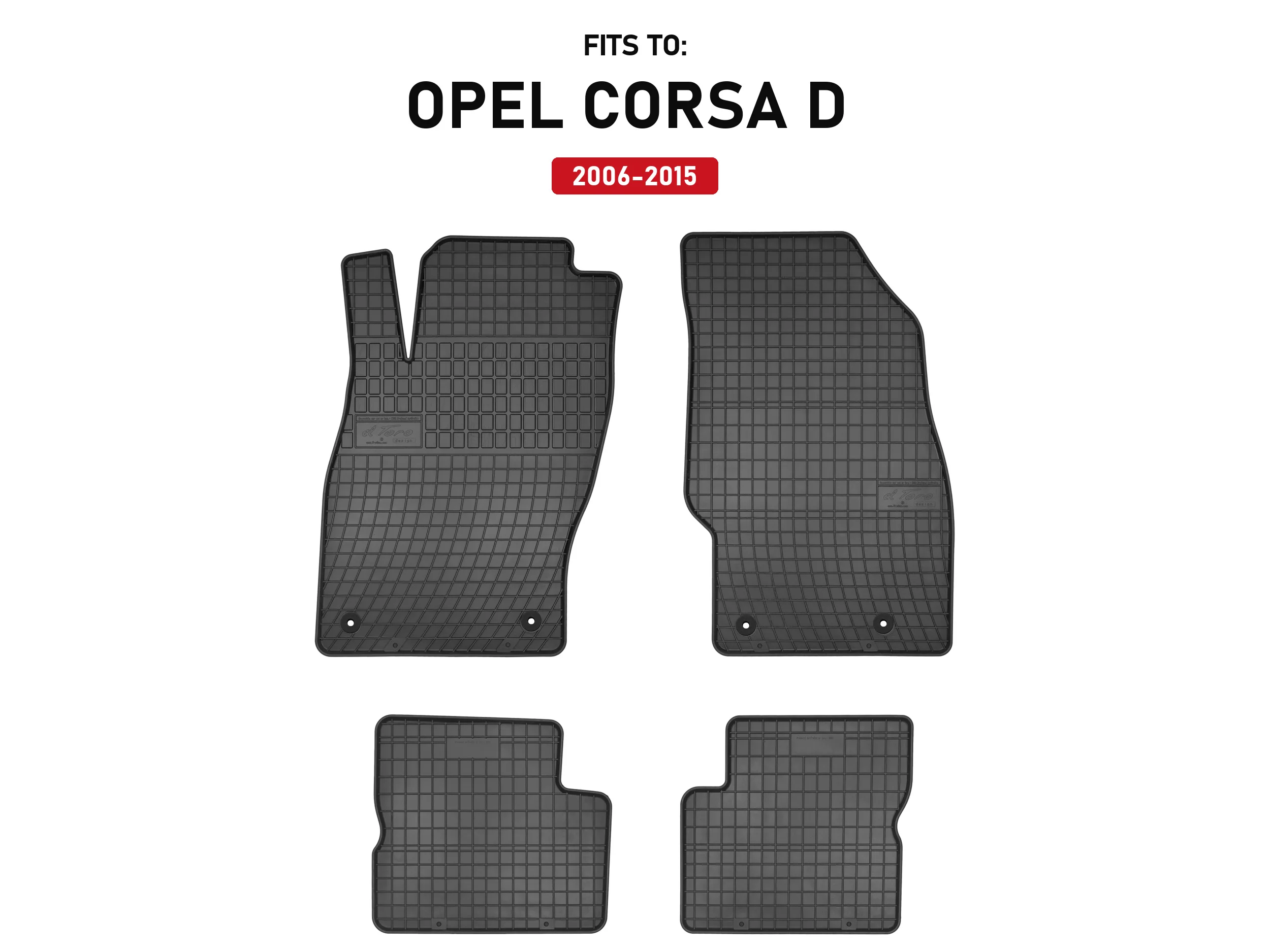 Zwarte rubberen automatten voor: Opel Corsa D 2006-2015 hatchback