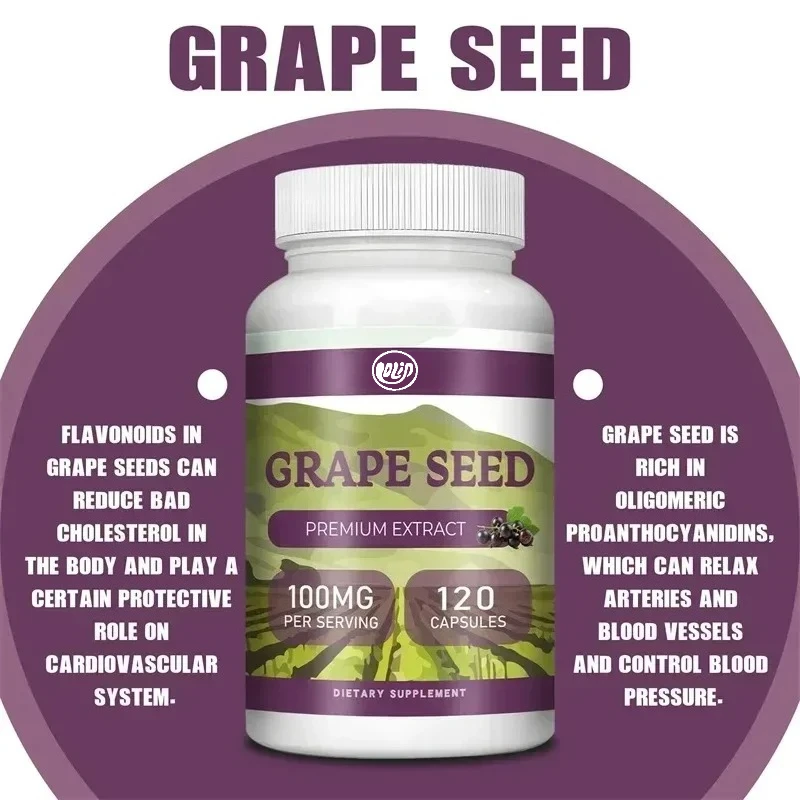 Grape Seed Extract Capsules 100mg - Supports Heart Health, Skin, and Healthy Aging