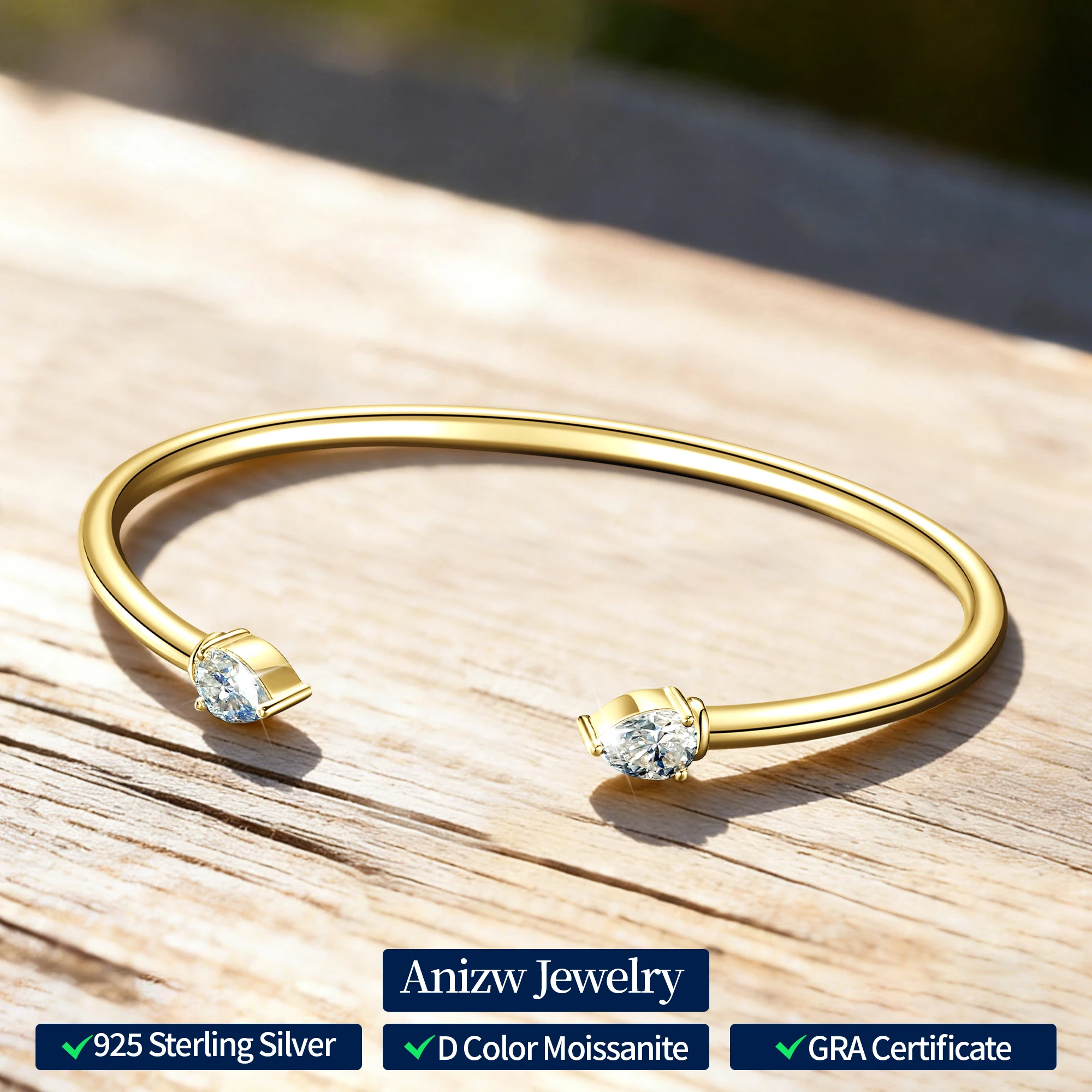 

Браслет-манжета Anziw 2026, новинка, с муассанитом грушевидной огранки 0.8 карата, для женщин, из серебра 925 пробы, регулируемый, 5x7 мм, имитация бриллианта, ювелирное изделие, подарок